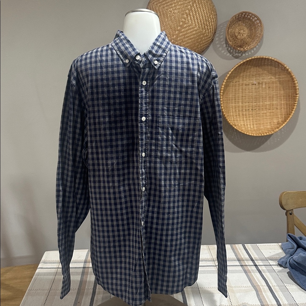 Old Navy Blue and Gray Checkered Shirt